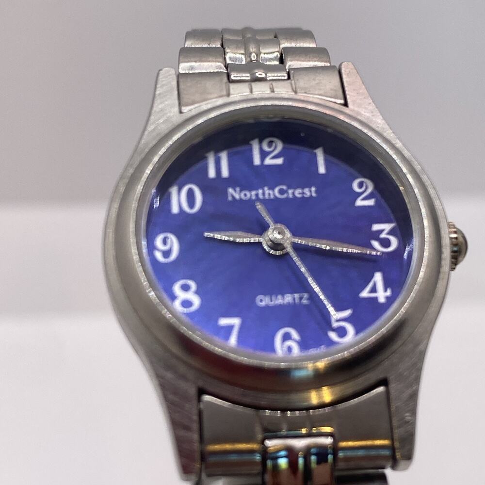 North Crest Womens Silver Tone Vintage Quartz Watch Works New Battery